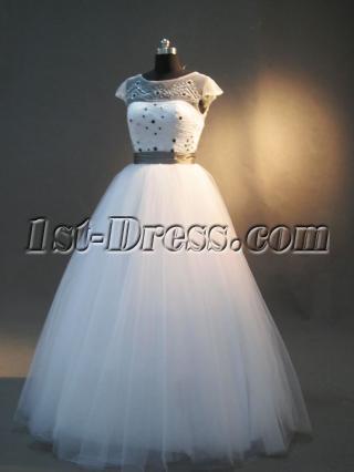 Beaded Modest Princess Quinceanera Dresses with Cap Sleeves IMG_2979