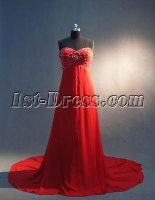 Beaded Red Empire Pregnancy Prom Dresses IMG_3342