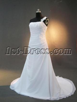 Casual One Shoulder Beach Bridal Gowns IMG_3109
