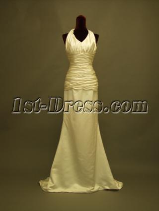 Column Simple Halter Beach Wedding Dress in Cheap 234