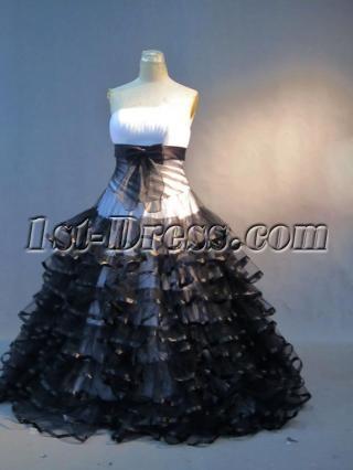 Drop Waist White and Black Quinceanera Dresses IMG_3369