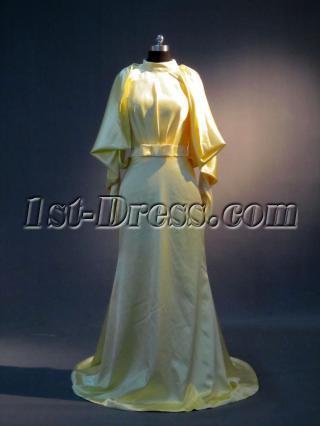 High Collar Lemon Long Sleeves Special 2013 Evening Dress with Keyhole IMG_3668 