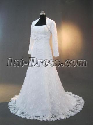 Lace Bridal Gowns with Long Sleeves Jacket IMG_3286