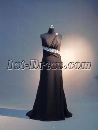 One Shoulder Black Formal Evening Gown IMG_3607