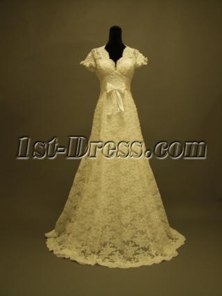 Short Lace Wedding Dress with Sleeves-Vintage Inspired