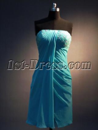 Teal Blue Empire Cocktail Prom Dress IMG_3427