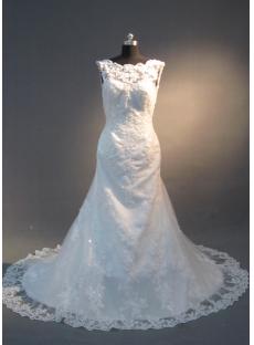 Bateau Neckline Lace Wedding Dresses with Low Back IMG_3989