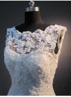 Bateau Neckline Lace Wedding Dresses with Low Back IMG_3989