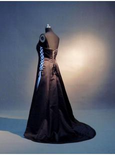 Cheap Long Black and White Bridesmaid Dresses with Train IMG_3631
