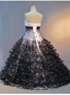 Drop Waist White and Black Quinceanera Dresses IMG_3369