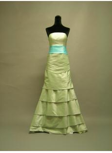 Green Modest Bridesmaid Dress Floor Length 2678