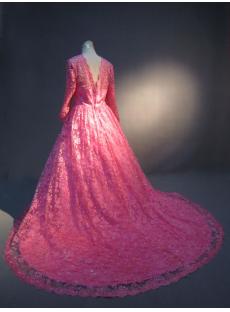 Hot Pink High Neckline Lace Plus Size Bridal Gown IMG_3768