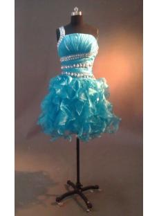 Jeweled Blue Open Back One Shoulder Sweet 16 Dress IMAG0647