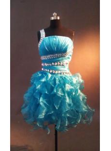 Jeweled Blue Open Back One Shoulder Sweet 16 Dress IMAG0647