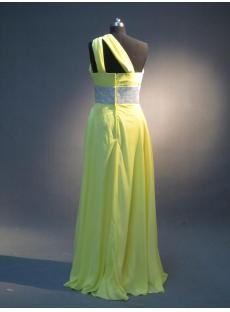 Lemon Yellow One Shoulder Long Graduation Dress with Keyhole IMG_3954