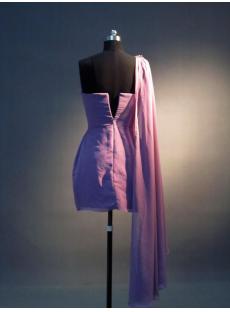 Lilac One Shoulder Short Coctail Prom Dress with Drape Sash IMG_3456