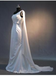 One Shoulder Mature Bridal Gowns with Sash IMG_3690