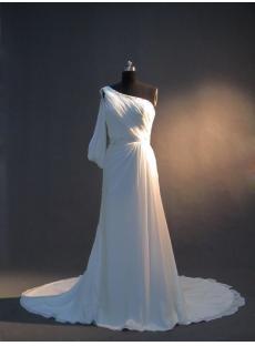 One Sleeves Beach Wedding Dress with Corset IMG_3332