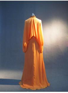 Orange Long Sleve Vintage Celebrity Dresses IMG_3337