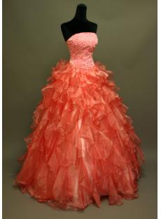 Puffy Coral Pretty Quinceanera Dress IMG_6819