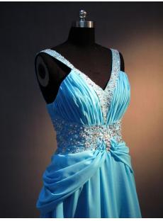 V-neckline Blue Evening Dresses Plus Size IMG_3491