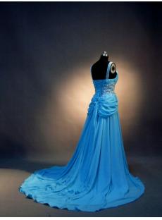 V-neckline Blue Evening Dresses Plus Size IMG_3491