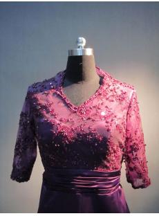 V-neckline Purple Lace Plus Size Formal Mother of Bride Dress IMG_3522