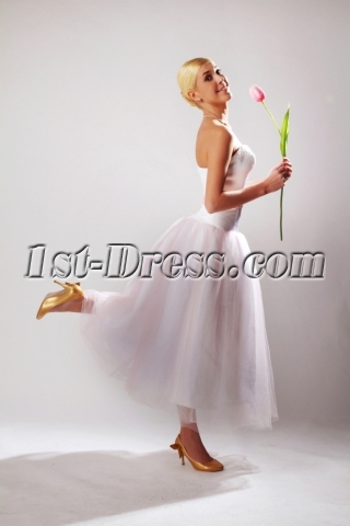 Beaded Sweetheart Tea Length Summer Informal Short Bridal Gown SOV11043
