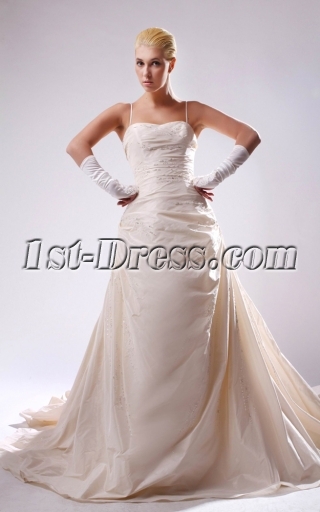 Champagne Wedding Dresses Plus Size with Spaghetti Straps SOV110014