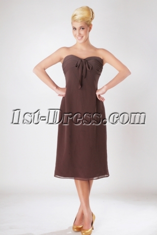 Chocolate Chiffon Knee Length Empire Plus Size Bridesmaid Dresses SOV112007