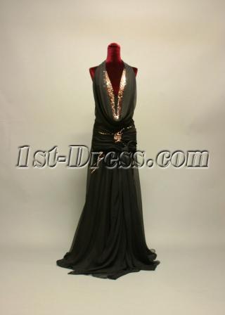 Cowl Black with Gold Plus Size Prom Dress IMG_7169