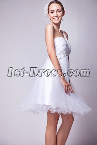 Cute One Shoulder White Short Quinceanera Dress IMG_1265