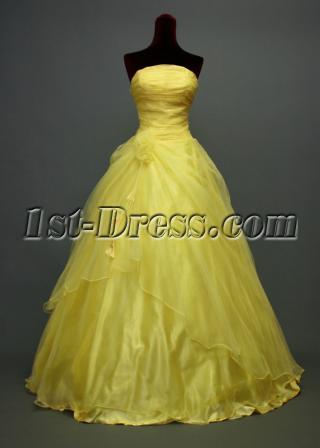 Discount Floor Length Yellow Quinceanera Dresses img_7021