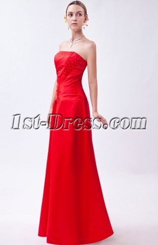 Discount Simple Red Long Corset Bridesmaid Dress IMG_0936