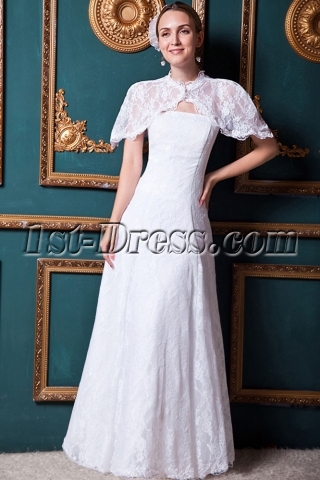 Floor Length Lace Bridal Gown with Cape IMG_1580