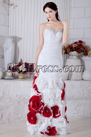 Gentle Floral 2013 Mermaid White and Red Ball Gown Dress 2013 IMG_7245
