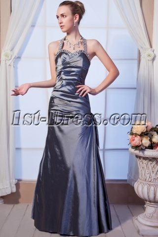Halter Open Back Charming Silver Evening Dress IMG_0165