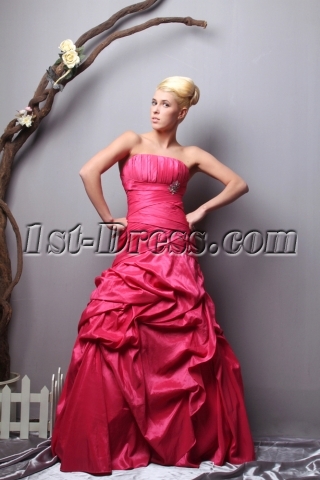 Long Strapless Fuchsia Pretty 2012 Ball Gown Dress SOV113007