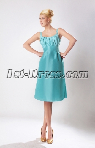 New Straps Teal Blue Short Bridesmaid Dress with Square SOV112001