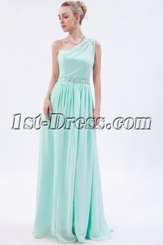 Sage Grecian Military One Shoulder Prom Dress IMG_9882
