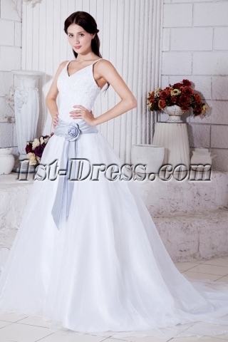 Spaghetti Straps Princess Wedding Dress with Sash 2013 Spring IMG_7737