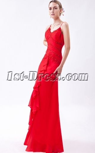 Spaghetti Straps Red High Low Prom Dresses 2013 IMG_1035