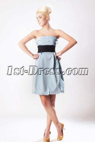 Strapless Blue Classical Modest Bridesmaid Dress with Black Waistband SOV112006