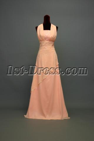 Water Melon Low Back Halter Prom Dress IMG_7340