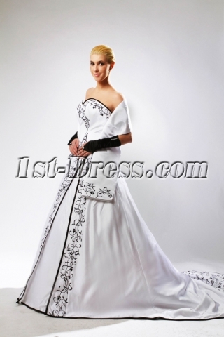 Winter Bridal Gown Black Embroidery with Match Shawl SOV110001