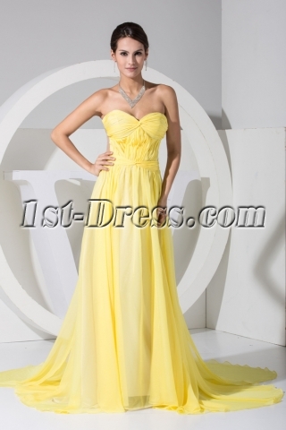 Yellow Sweetheart Illusion Back Beach Wedding Dress WD1-050