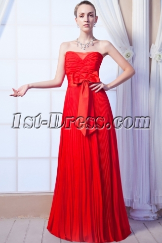 Red Pleat Long Prom Dress 2013 IMG_0106