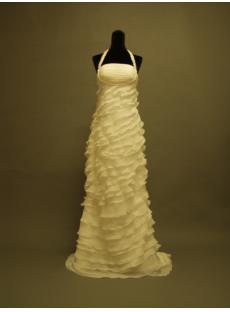 2013 Halter Column Tiered Celebrity Wedding Dresses P8310654