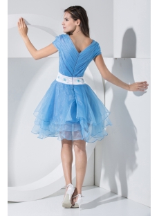 Aqua and White Homecoming Dress with Short Sleeves IMG_w003