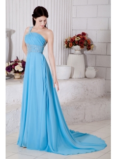Beaded One Shoulder Turquoise Blue Charming Evening Dress 2013 IMG_7304